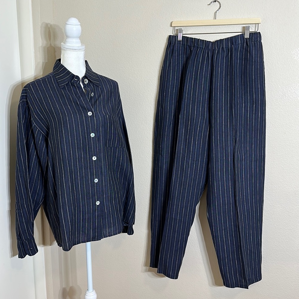 Bryn Walker Linen Oversize LAGENLOOK  Wide Leg 2 Piece Set Women's Size M/L